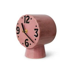 Horloge Rétro en céramique - h 16,2 cm - Rose