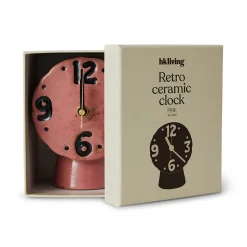 Horloge Rétro en céramique - h 16,2 cm - Rose