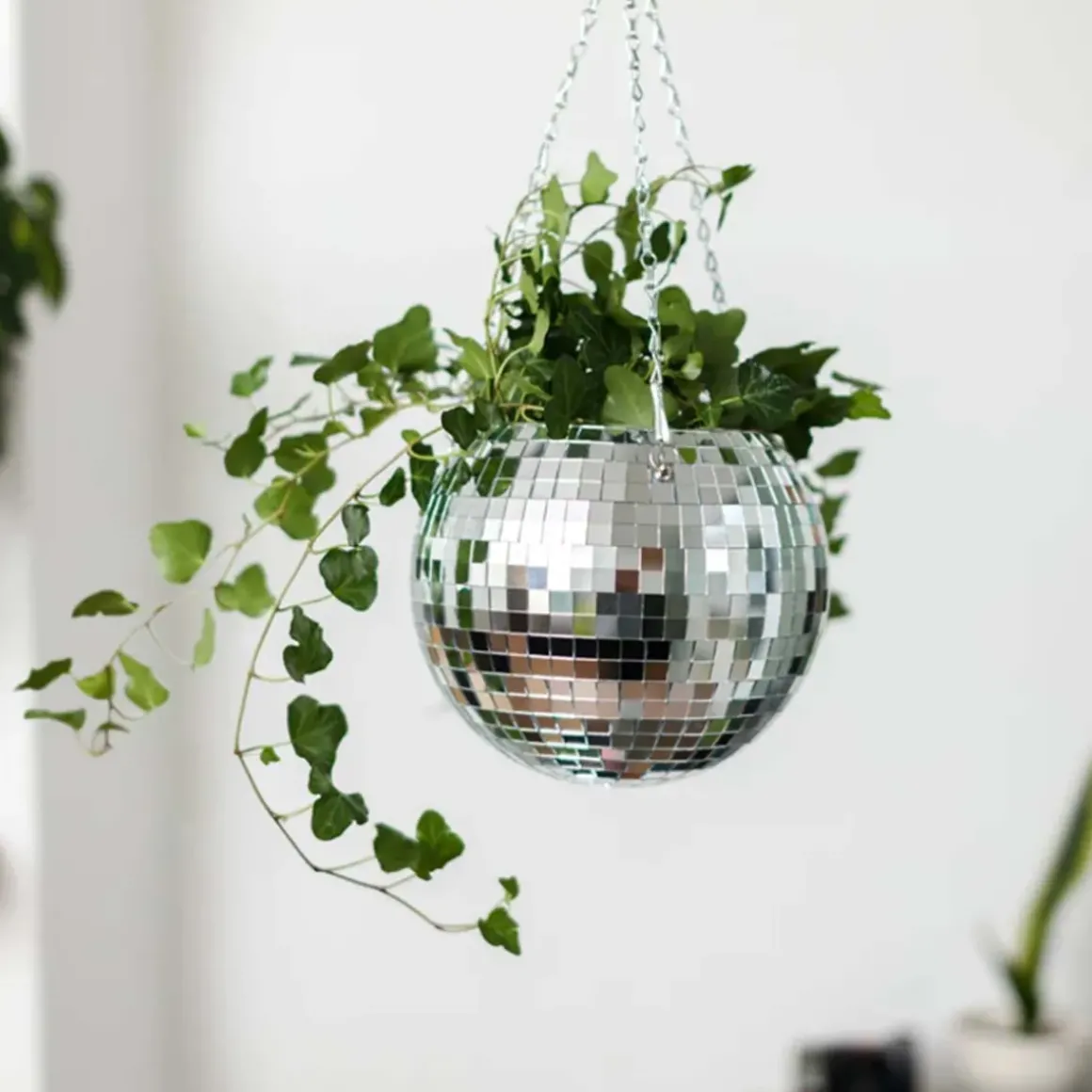Jardinière suspendue Disco Ball - Argent