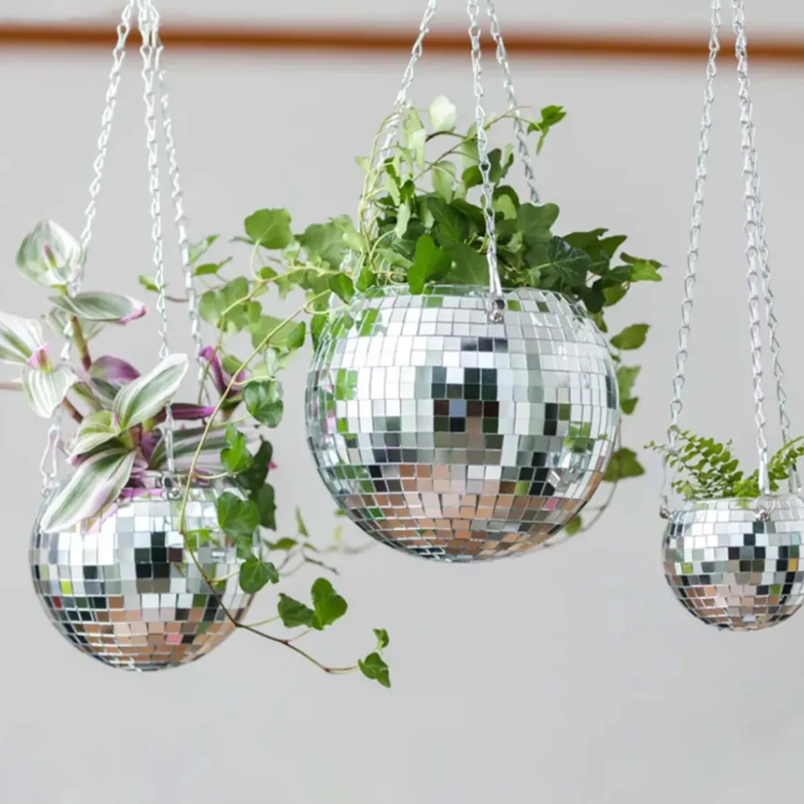 Jardinière suspendue Disco Ball - Argent