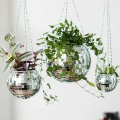 Jardinière suspendue Disco Ball - Argent