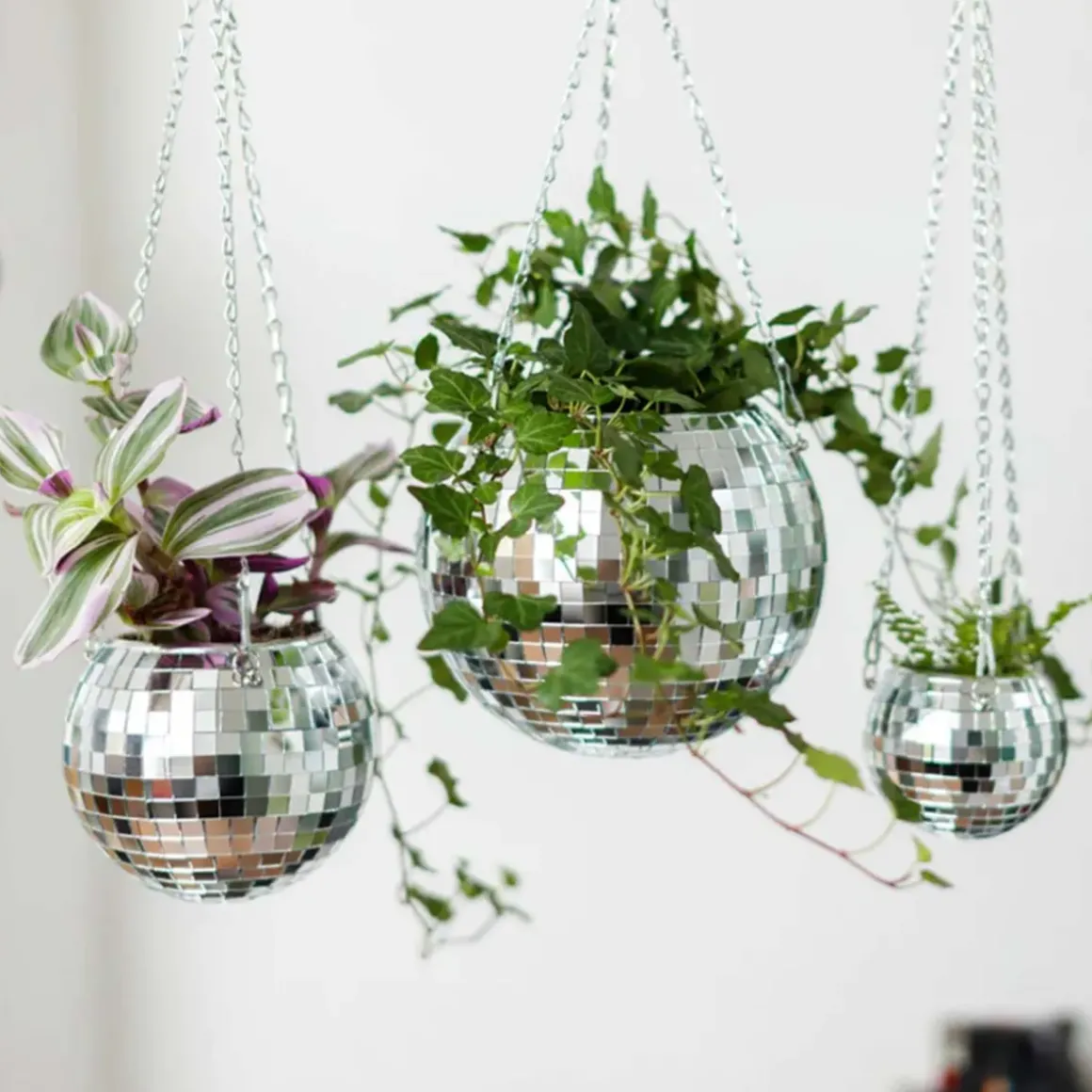 Jardinière suspendue Disco Ball - Argent