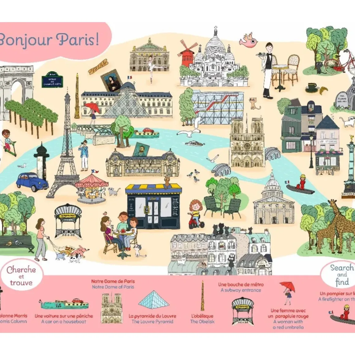 Livre éducatif Paris le Cherche et Trouve - Version Bilingue