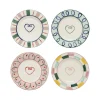 Lot de 4 Assiettes à pain / Dessous-de-verre Heart - Multi - Ø 15 cm