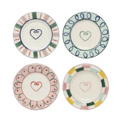 Lot de 4 Assiettes à pain / Dessous-de-verre Heart - Multi - Ø 15 cm