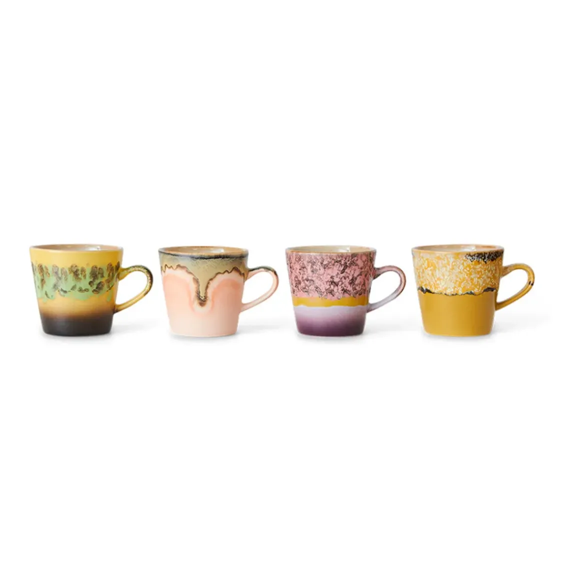 Lot de 4 Tasses à Café Americans Radiant 70's - 11,5 cm x 8,5 cm