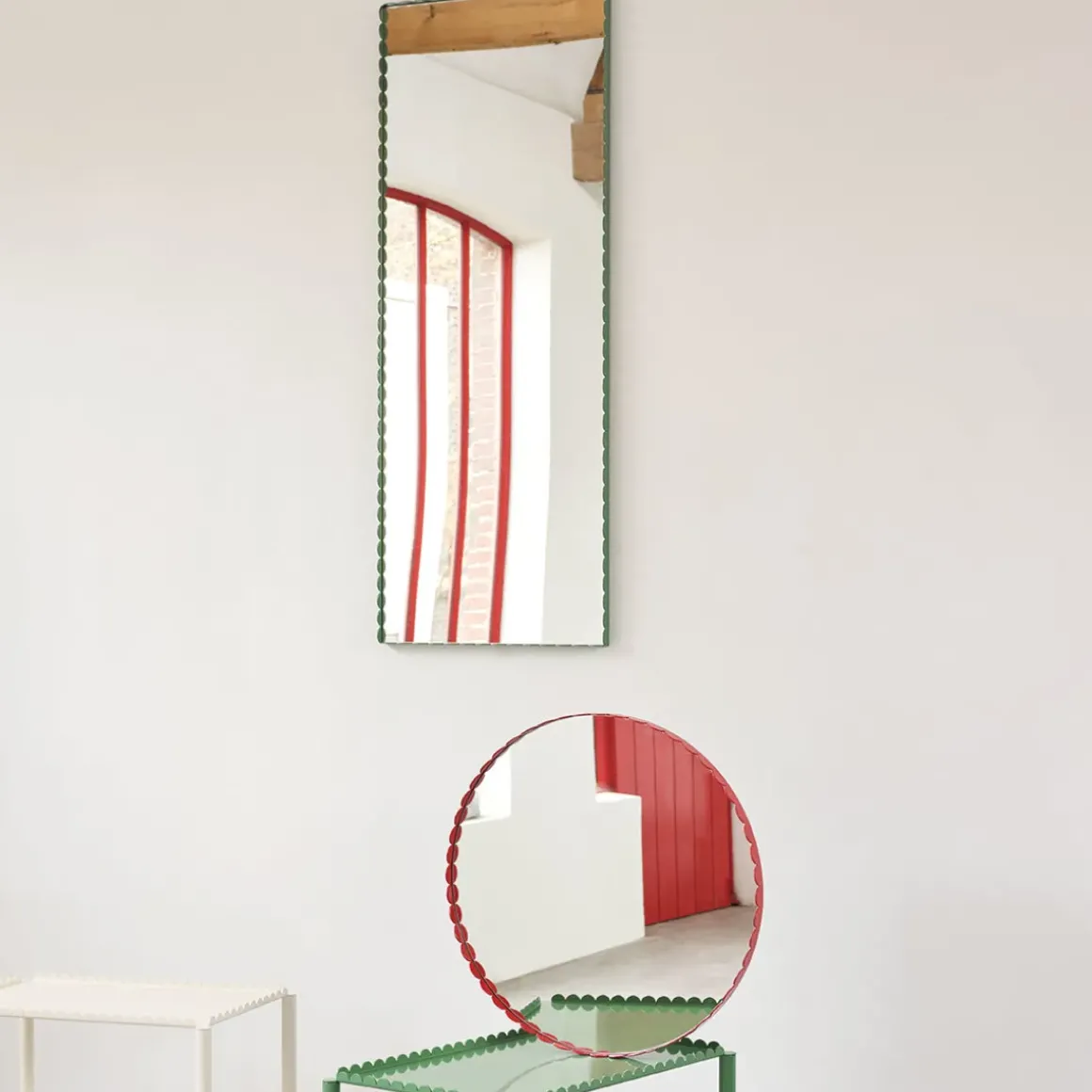 Miroir Arcs Rond - Ø 60 cm - Rouge