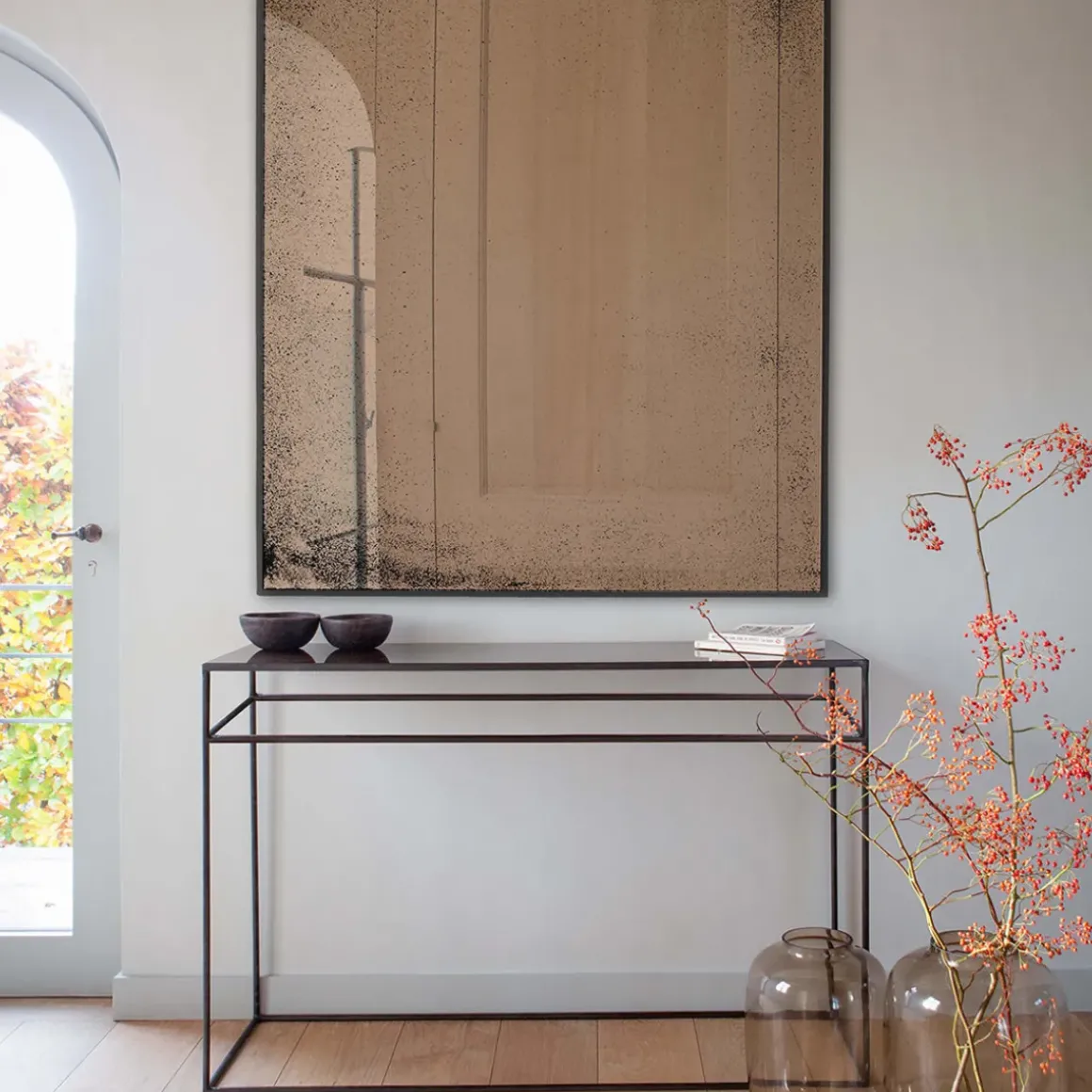 Miroir rectangulaire vieilli - h 153 x 122 cm - Bronze
