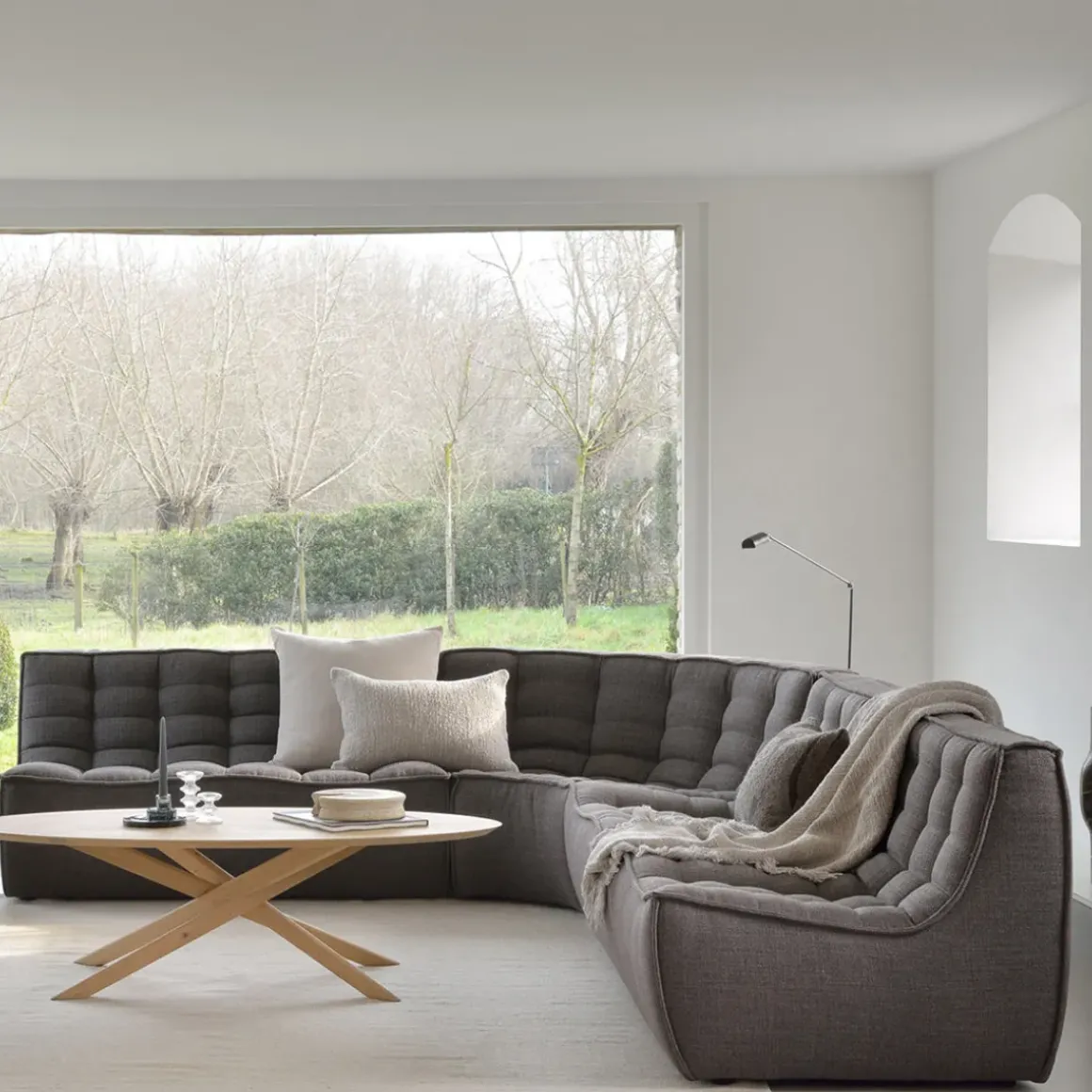 Module d'angle arrondi canapé N701 - Gris foncé
