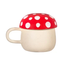 Mug Champignon Avec Couvercle - Rouge