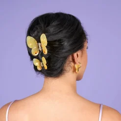 Pince à Cheveux Papillon - Jaune