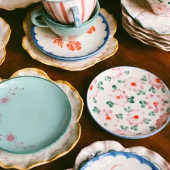Plateau à gâteau Fleurs Roses en céramique