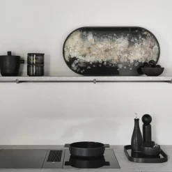 Plateau ovale en verre Black Organic