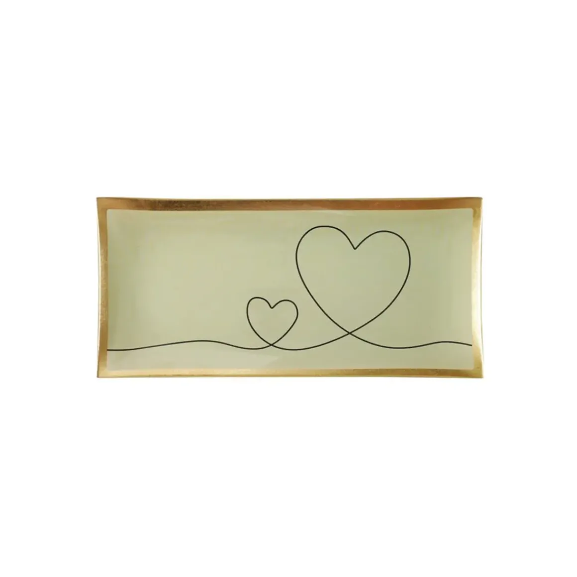 Plateau Rectangle L - C?ur - Blanc - 10 x 21 cm