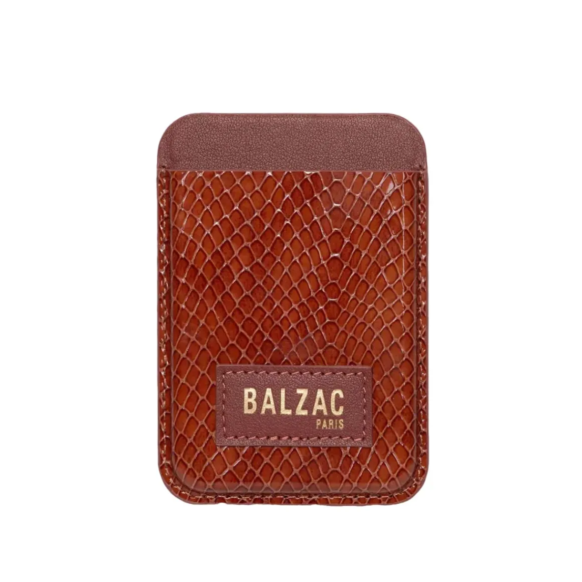 Porte-cartes Cuir Reptile Vernis - Cognac