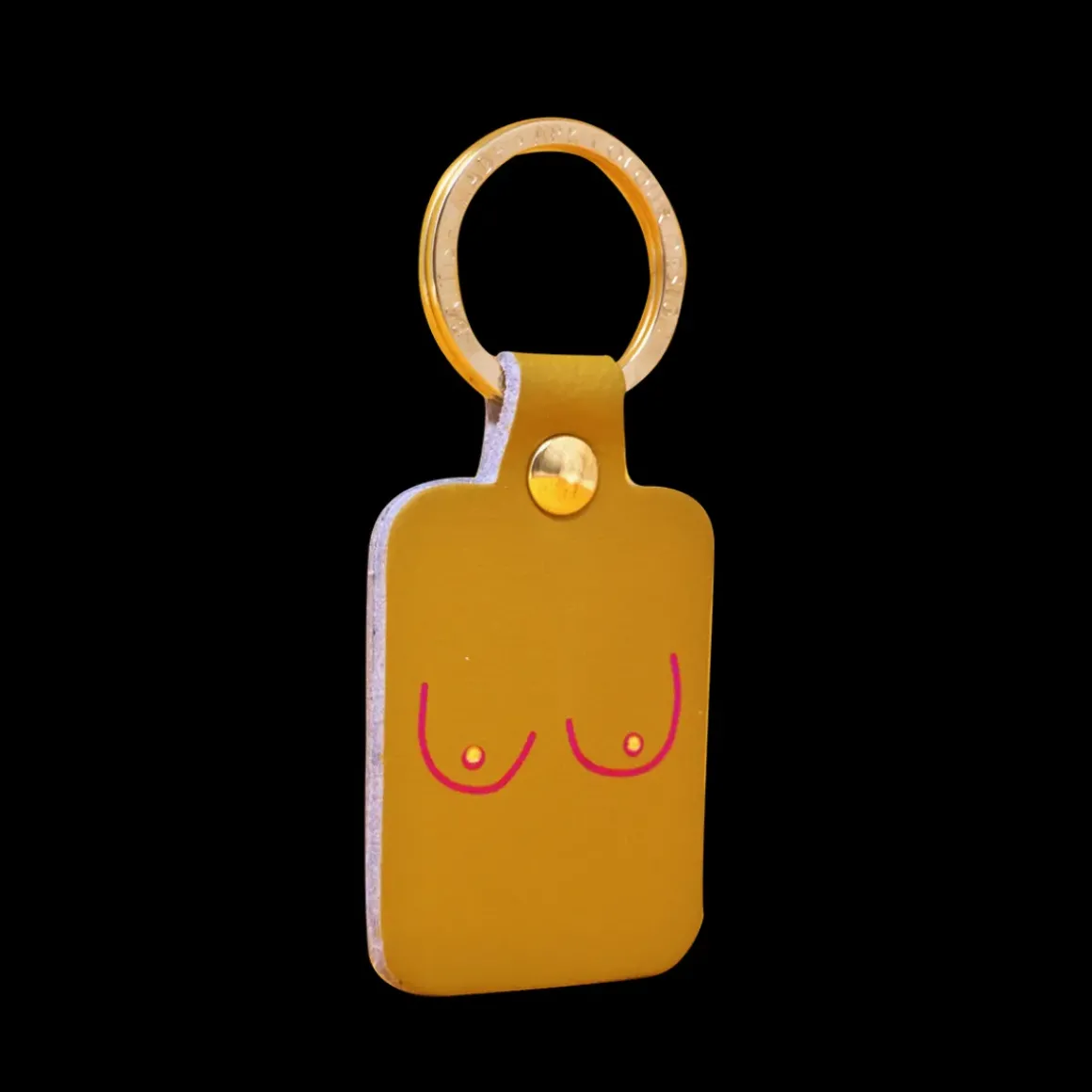 Porte-clés Boobs en cuir - Moutarde
