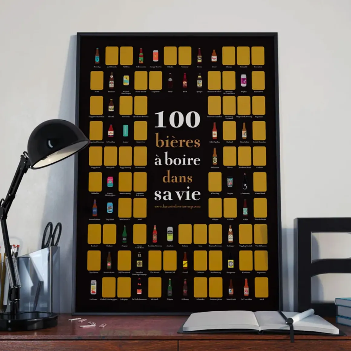 Poster à gratter 100 Bières à Boire dans sa Vie - 50 cm x 70 cm