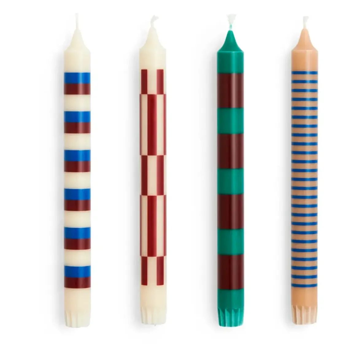 Set de 4 Bougies Pattern - Vert/Bleu/Marron