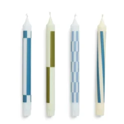 Set de 4 Bougies Pattern - Vert u0026 Bleu