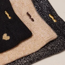 Set de 3 chaussettes fantaisie - Petit Coeur Noir Doré