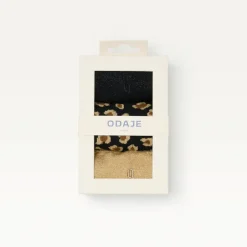 Set de 3 Chaussettes Fantaisie Paillettes Léopard Noir Doré