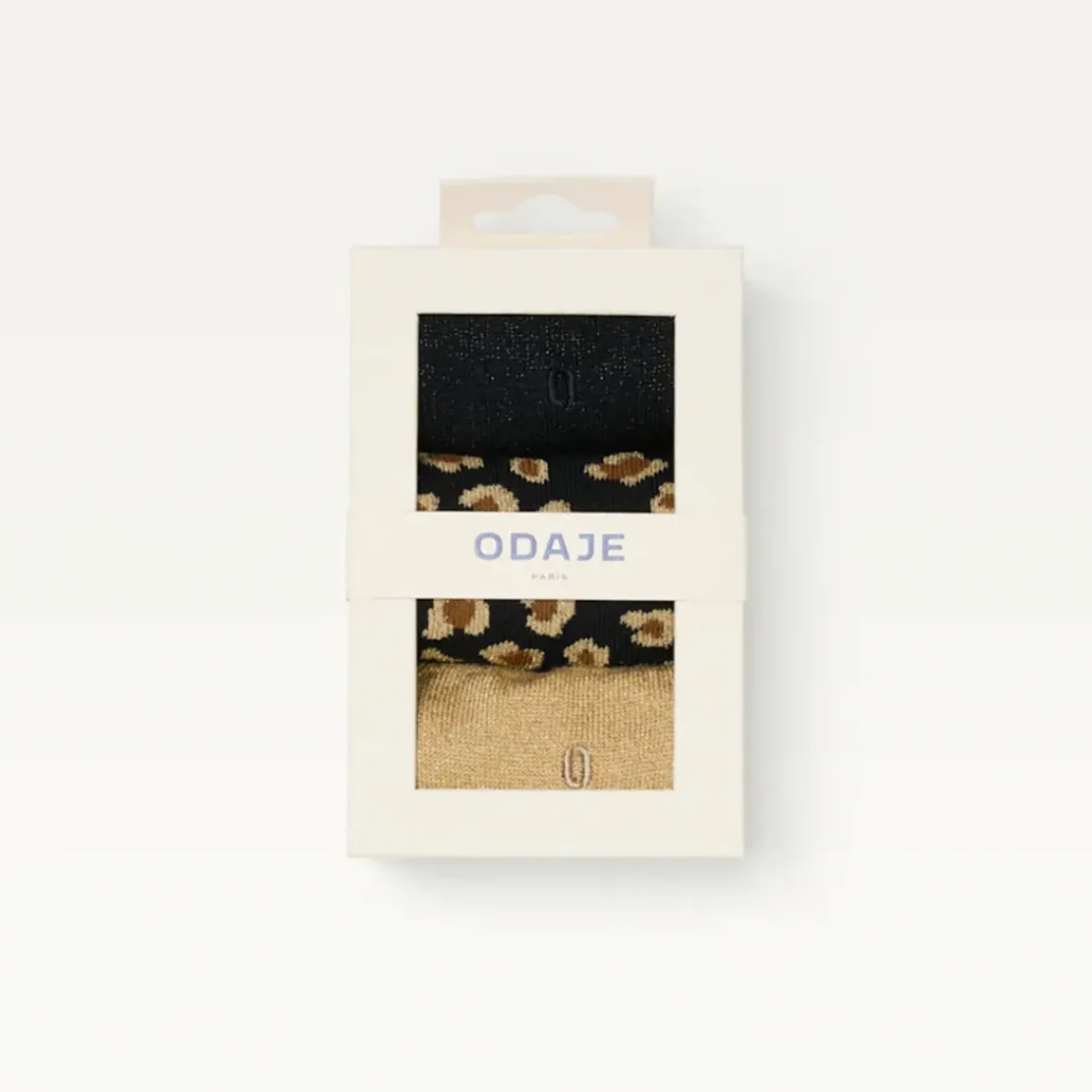 Set de 3 Chaussettes Fantaisie Paillettes Léopard Noir Doré