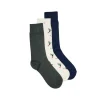Set de 3 chaussettes Skieur - Marine Vert - 43/45