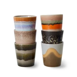 Set de 6 Mugs 70's Elements en céramique