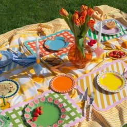 Set de table Biscotti à Carreaux - 38 cm x 48 cm - Kaki u0026 Rose