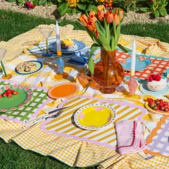 Set de table Biscotti à Carreaux - 38 cm x 48 cm - Lilas u0026 Orange
