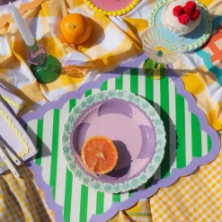 Set de table Biscotti à Rayures - 38 cm x 48 cm - Vert u0026 Violet