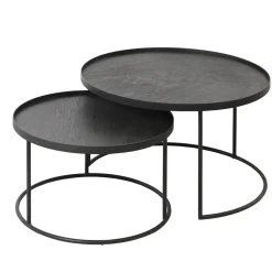 Set de 2 Tables basses pour plateaux ronds - Ø 62 cm u0026 Ø 49 cm