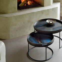 Set de 2 Tables basses pour plateaux ronds - Ø 62 cm u0026 Ø 49 cm