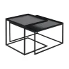Set de 2 tables à plateau Square en métal et bois - L 39 / 52 cm