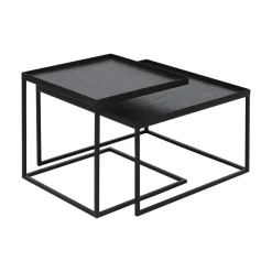 Set de 2 tables à plateau Square en métal et bois - L 39 / 52 cm