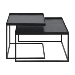 Set de 2 tables à plateau Square en métal et bois - L 39 / 52 cm