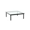Table basse Kofi Chêne Massif Noir u0026 Verre Clair - l 100 x L 100 x h 36 cm