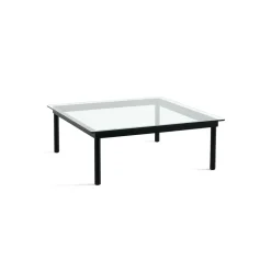 Table basse Kofi Chêne Massif Noir u0026 Verre Clair - l 100 x L 100 x h 36 cm