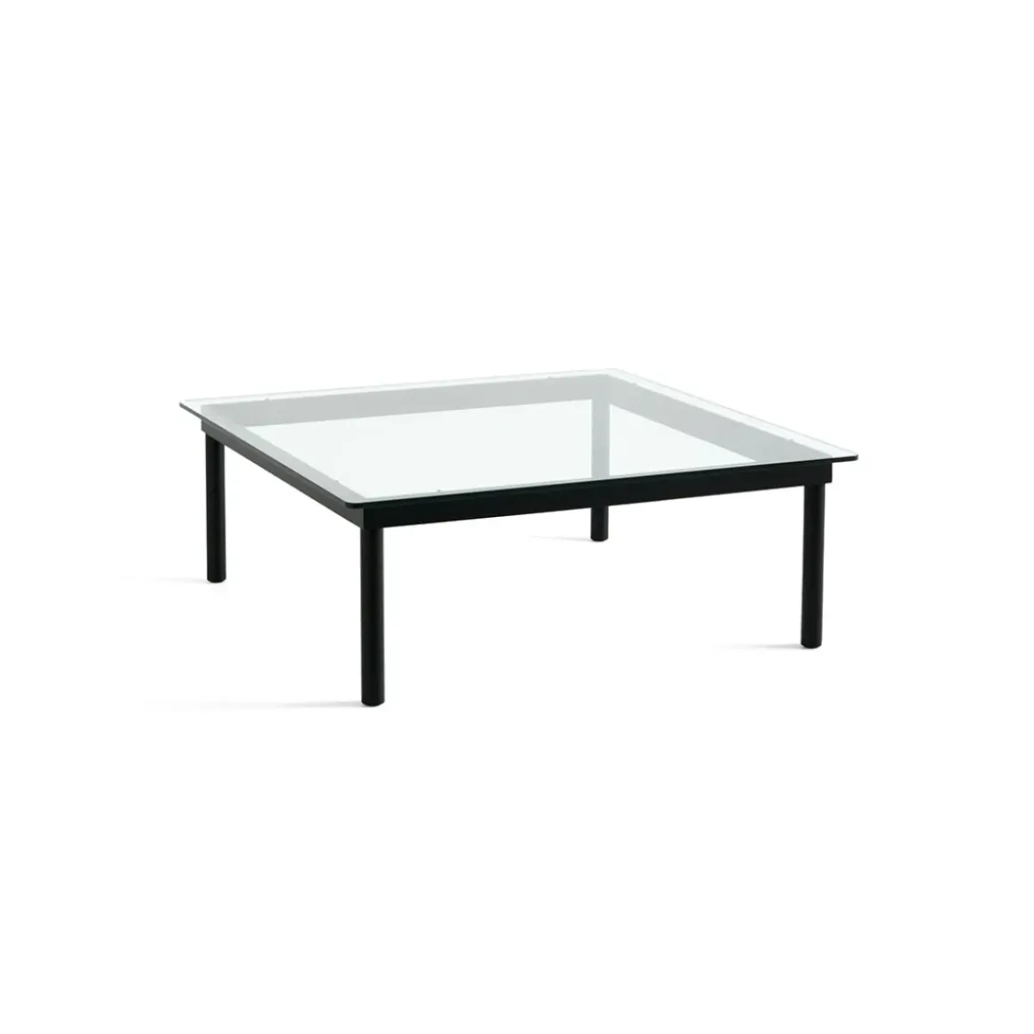 Table basse Kofi Chêne Massif Noir u0026 Verre Clair - l 100 x L 100 x h 36 cm
