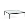 Table basse Kofi Chêne Massif Noir u0026 Verre Clair - l 120 x L 120 x h 36 cm