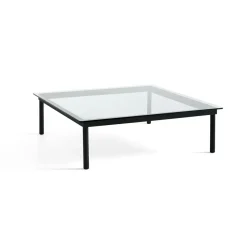 Table basse Kofi Chêne Massif Noir u0026 Verre Clair - l 120 x L 120 x h 36 cm