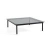 Table basse Kofi Chêne Massif Noir u0026 Verre Teinté Gris - l 120 x L 120 x h 36 cm