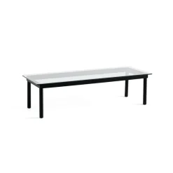 Table basse Kofi Chêne Massif Noir u0026 Verre Clair - l 140 x L 50 x h 36 cm