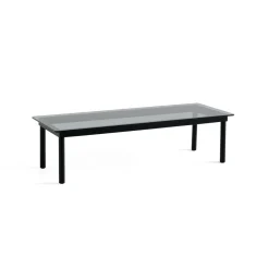 Table basse Kofi Chêne Massif Noir u0026 Verre Teinté Gris - l 140 x L 50 x h 36 cm