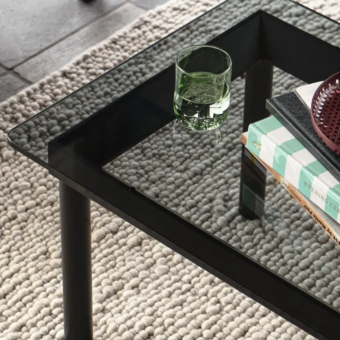 Table basse Kofi Chêne Massif Noir u0026 Verre Teinté Gris - l 140 x L 50 x h 36 cm