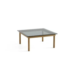Table basse Kofi Chêne Massif u0026 Verre Teinté Gris - l 80 x L 80 x h 36 cm