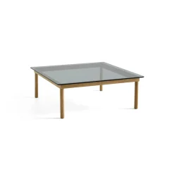 Table basse Kofi Chêne Massif u0026 Verre Teinté Gris - l 100 x L 100 x h 36 cm
