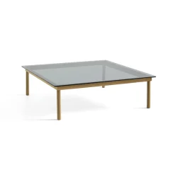 Table basse Kofi Chêne Massif u0026 Verre Teinté Gris - l 120 x L 120 x h 36 cm