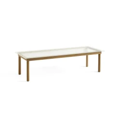 Table basse Kofi Chêne Massif u0026 Verre Roseau Transparent - l 140 x L 50 x h 36 cm