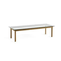 Table basse Kofi Chêne Massif u0026 Verre Clair - l 140 x L 50 x h 36 cm